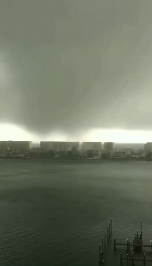 Large Waterspout Moves Onto Land#storm#tornado#damage#wind#waterspout