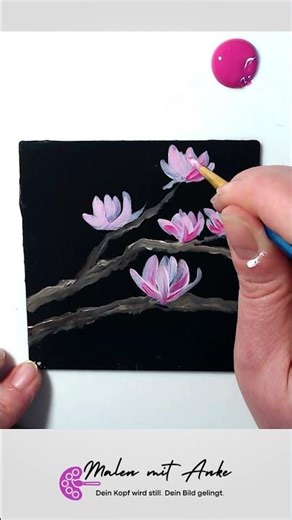 Easy! Painting a magnolia with acrylics for beginners.