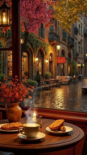 Cozy Rainy Coffee Shop☕Smooth Autumn Jazz Piano and Fireplace Sounds for Study, Reading & Relaxation