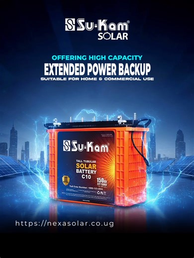 Experience uninterrupted power with Sukam batteries, designed to provide high-capacity extended power backup for your home and commercial needs. Sukam batteries offer reliable and efficient energy storage solutions, ensuring your appliances and devices stay powered during outages. With their advanced technology and durable design, Sukam batteries are perfect for homes, offices, and businesses looking for a trustworthy power backup solution. Whether you're looking to power your lights, fans, or c