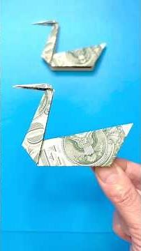 Turn $1 into a Swan! 🦢 Easy Dollar Bill Origami #shorts