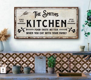 Farmhouse Kitchen Signs | Custom Kitchen Signs | Farmhouse Decor Kitchen Sign Personalized | Moms Kitchen Wall Decor | Family Kitchen Sign - Etsy