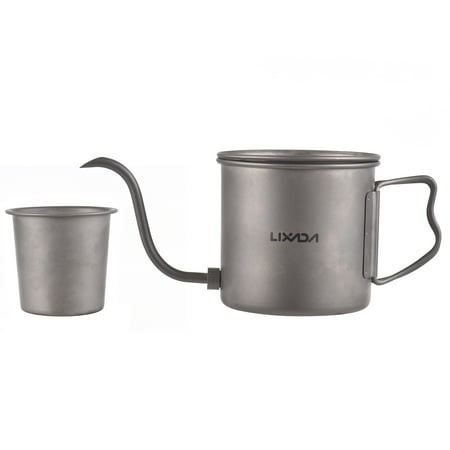 LIXADA 400ml Titanium Coffee Pour Over Kettle Coffee Mini Tea Water Camping Pot Stove Top Coffee Pot Gooseneck Traveling Tea Pot With Lid and Beer - Walmart.ca