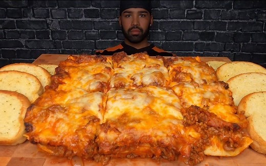 【The Bro】大份芝士肉酱千层面 配面包片 咀嚼音食音