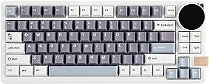 Feker K75 75% Gasket-Mounted 2.4Ghz/BT 5.0/USB-C Wired Wireless Mechanical Keyboard, with Hot Swappable Board, TFT LCD Screen, Rotary Knob, 5000mAh Battery, RGB for Win/Mac (White, Corgi Switch)