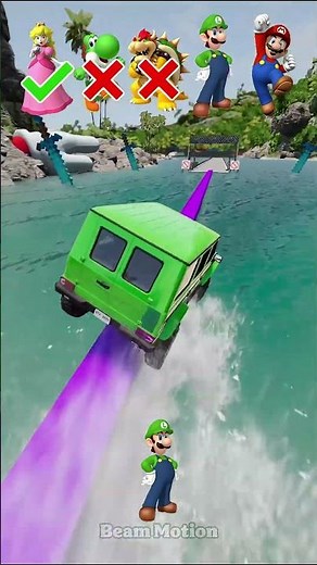 Mario Cars Jump Challenge - BeamNG.Drive #shorts #mario #SuperMarioGalaxyMovie