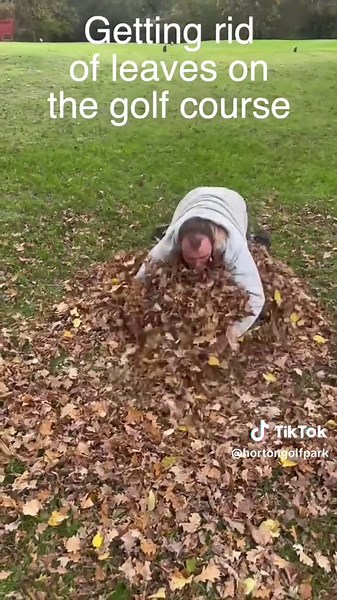 🍂 Here’s one way of clearing the leaves on a blustery day on the golf course #golfcourse #golfcoursemaintainance #golfcourseleaves #surreyfun #golftok