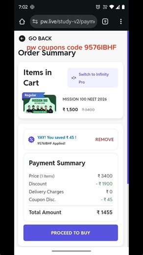 || Mission 100 || आ गया आप Ka liya PW 🎉 Coupons Code 9576IBHF 100% real discount #virel #shorts #PW