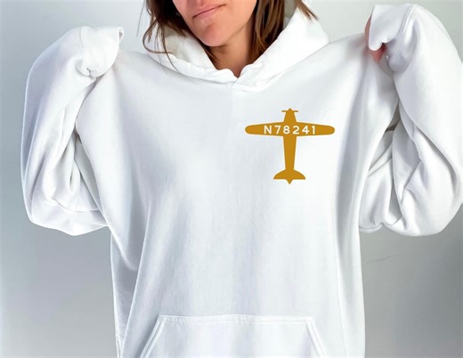 Custom Airplane Tail Number Hoodie, Personalized Pilot Hoodie, Aviation Pocket Hoodie, Minimalist Traveler Hoodie, Cool Pilot Hoodie - Etsy