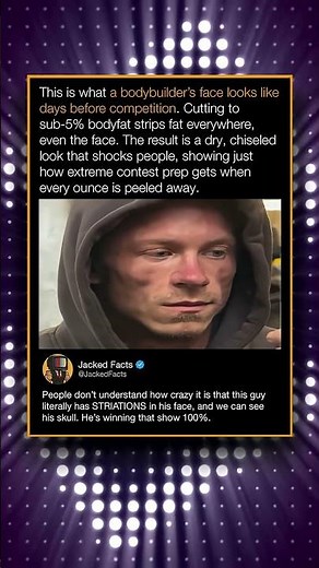 This is what a bodybuilder's face looks like days before competition.