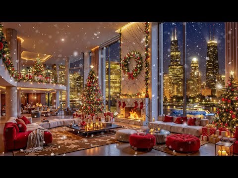 Cozy Luxury Apartment Christmas 🎄 Relaxing Jazz & Fireplace Ambience for Winter Nights