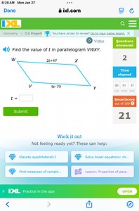 8:26 AM Mon Jan 27DoneQ ixl.comGeometryO. 6 PropertiYou ha... | Filo