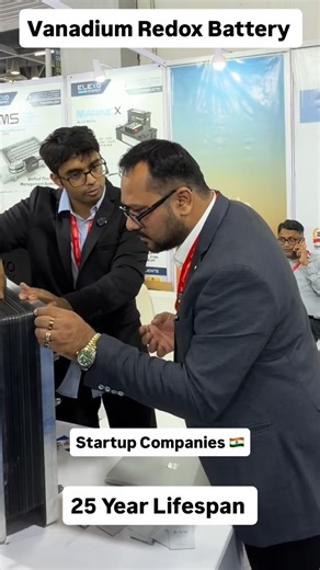 Bhaummik Joshi on Instagram: "A Vanadium Battery Cell, commonly known as a Vanadium Redox Flow Battery (VRFB), is an advanced energy storage technology ideal for renewable applications like solar and wind. overview: 🔋 Key Features: • Electrolyte: Uses vanadium ions in different oxidation states (V²⁺, V³⁺, V⁴⁺, V⁵⁺) dissolved in sulfuric acid. • Design: Flow-based system — electrolytes are stored in tanks and pumped through electrochemical cells. • Scalability: Energy capacity depends on tank si