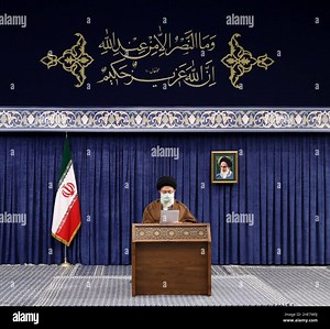 Tehran, Tehran, Iran. 9th Jan, 2022. A handout photo made available by the supreme leader office shows, Ayatollah ALI KHAMENEI speaking at a video conference meeting in Tehran, Iran, 09 January 2022. According to the leader's official website, Khamenei said that negotiations, talks, and understanding with the enemy would not mean surrender, referring to the still ongoing nuclear negotiations in Vienna. (Credit Image: © Iranian Supreme Leader'S Office via ZUMA Press Wire Stock Photo - Alamy