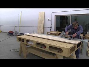 Building the Paulk Workbench Part 5: Layout and detail top including boring the holes.