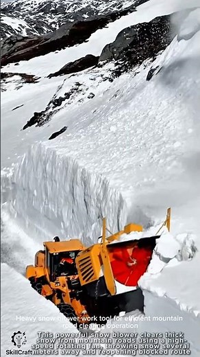 Snow blower clearing work tool for efficient mountain road clearing operation #worktool