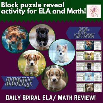 NO PREP Digital Block Puzzle Reveal -  ELA and Math Spiral Review - Week 7