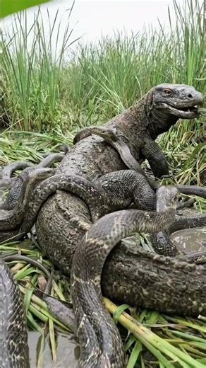 GIANT Snake Attacks Monitor Lizard! 😱🐍 #Shorts