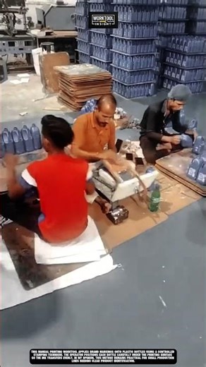 Manual printing worktool stamps ink on plastic bottles for clearer product labels #worktool