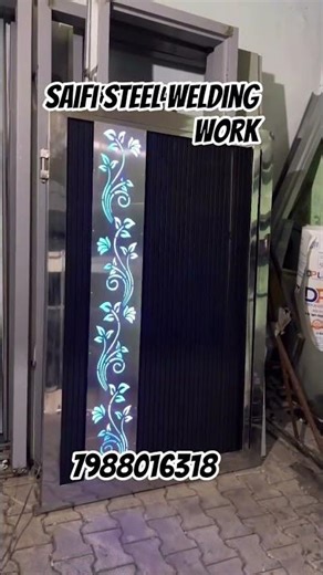 model gate design aluminium profile Gate with laser cutting and lighting #slidinggates #moderngates