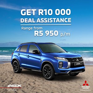 The stylish Mitsubishi ASX combines sleek design and impressive performance. It’s the perfect accessory to add to a perfect day 🏖🌞. Range from R5 950 p/m with R10 000 deal assistance! Book a test drive: https://bit.ly/47vVpw3. Ts&Cs apply. #DriveYourAmbition #UnbelievableButTrue | Mitsubishi Motors South Africa