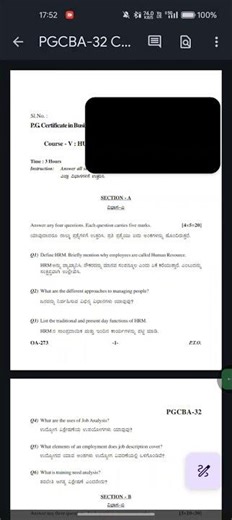 KARNATAKA STATE OPEN UNIVERSITY PG CERTIFICATE HRM QUESTION PAPER 2023