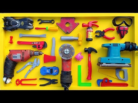 Collection of Repair Tools, Electric Drill, Electric Saw, Hammer With Wriench, Pliers, Hacksaw