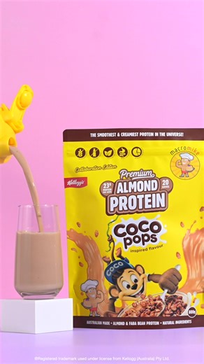 Hands up if you LIVED for Coco Pops as a kid?! 🍫🥣⁠🙋‍♀️⁠ ⁠ Well, it’s time to relive the nostalgia because our NEW Coco Pops Inspired Premium Almond Protein is here, and it’s a total game changer!🔥⁠ ⁠ With over 23g of plant-based protein per serve and less than 3g of sugar, your fave childhood cereal just got a seriously tasty protein glow-up.💪🍫✨⁠ ⁠ Enjoy it baked into your treats 🍪, poured over your cereal 🥣, or shaken up on its own for the ultimate choccy fix! 🤤💥⁠ ⁠ ✨ Who’s ready to g