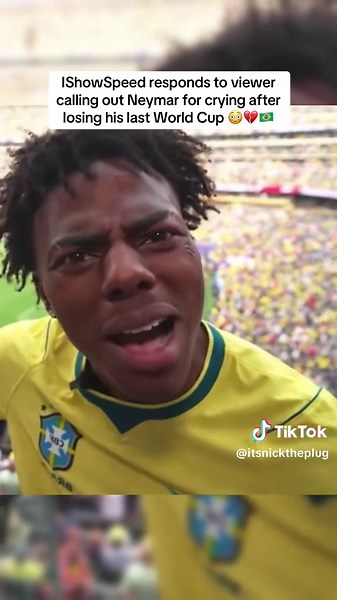 IShowSpeed responds to viewer calling out Neymar for crying after losing his last World Cup 😳💔🇧🇷 #ishowspeed #fyp