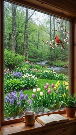 4K Spring Rain on Window - Victorian Greenhouse Ambience [No Music] 8K HDR