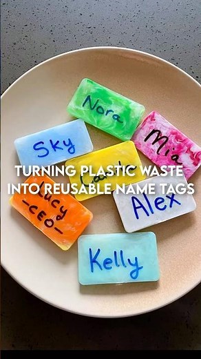 Turning plastic waste into reusable name tags