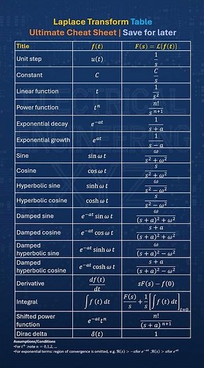 Laplace Transform Table Ultimate Cheat Sheet #controlsystems