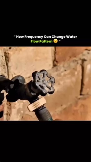 knowverse🧠 on Instagram: "A simple setup with sound and water creates an effect where flowing water seems frozen, moves backward, or flows in slow motion. The effect is only visible through a 24 fps camera, not to the naked eye. The setup needs a powered speaker, a water source, a soft rubber hose, tape, tone generating software, and a camera set to 24 fps. The hose is placed against the speaker so it vibrates with the sound. When the tone generator is set to 24 Hz and water flows through the h