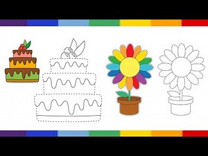 How to draw a beautiful Flower and a Cake | Easy Drawing Painting coloring | Subscribe if you like