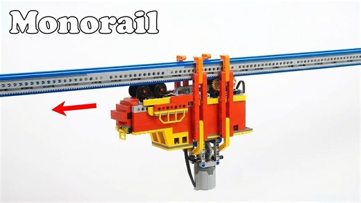 悬挂式乐高单轨列车 LEGO Train on Hanging LEGO Monorail Experiment