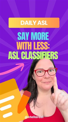 ✨ Start learning ASL for FREE. Link in the comments 🤟 Today we’re diving into descriptive classifiers, the secret sauce fluent signers use to show size, shape, pattern, and texture. Watch how one “plain” sentence turns vivid (and shorter!) once a classifier does the heavy lifting. Drop one object you’ll describe with a classifier today👇 Want guided practice weekly socials? Join Stellar ASL, link in the comments. . . . #LearnASL #ASLforBeginners #ASLClassifiers #ASLEducation #ASLReels #Everyday