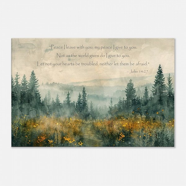 Forest Pathway Landscape Watercolor Painting With Scripture John 14:27, Christian Wall Art, Bible Verse Wall Art, Slim Canvas Art Print - Etsy