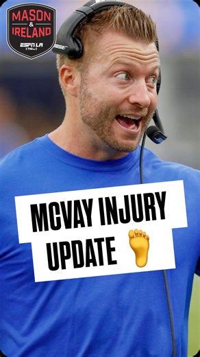 Sean McVay is putting a positive spin on his plantar fascia tear! Full interview including a preview of Rams-Eagles on YouTube NOW! Tune in to Mason & Ireland every Wednesday to hear from the Rams head coach! | ESPN Los Angeles