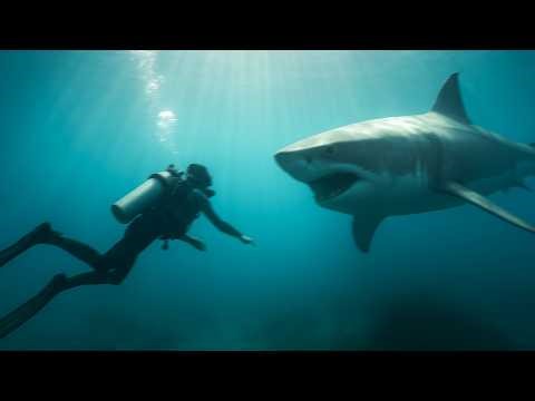 Female Diver Swims Head First Into 20 Foot Great White Shark