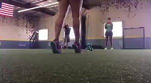 This is an advanced drill to develop strength in your pushout leg. Right handed pitchers - that's your right leg. Lefties - that's your left leg. Get up tall on your tip toes with your hands straight up, getting as long/tall as you possibly can from glove hand to toes. As you bring your hands down, drop your back foot as far back as you can and tap your toes. Think about your chest going down towards your right thigh. Don't let your chest stand tall and fall back. After your toes tap back, it's 