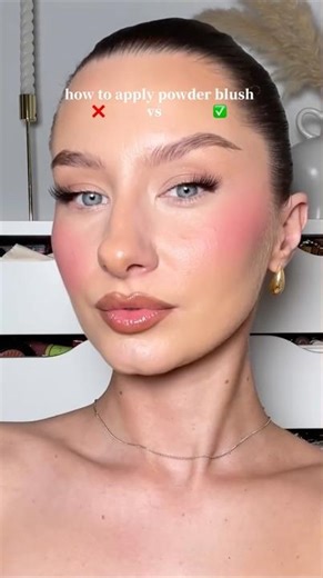 Easy Powder Blush Hack for Natural Glow ✨ #beautyshorts