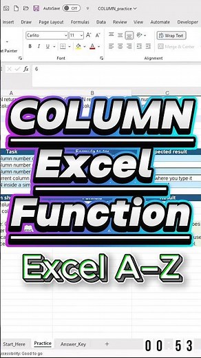 COLUMN in Excel — get the column number fast