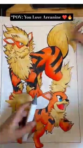 “Drawing Arcanine Like a PRO💥 (So Satisfying!)”#pokemon #pokemonart #shorts #anime#animeart #drawing