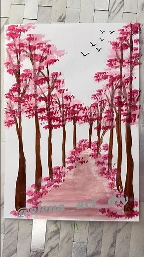 How to draw sakura easily 🌸Easy tree drawings🎨#painting #drawing #sakura