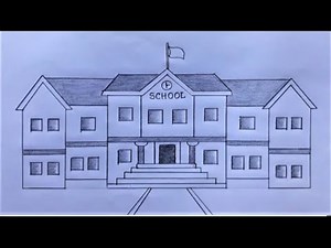 how to draw school easy step by step ll my school drawing ll pencil drawing ll school sketch easy