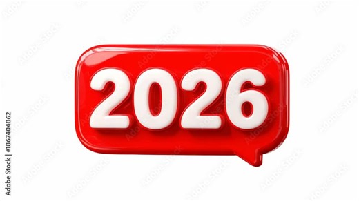 Red speech bubble with 2026 in bold white numbers