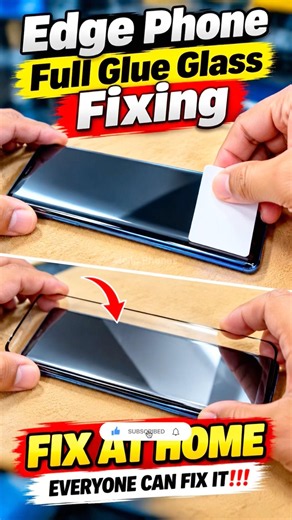 Edge Phone Full Glue Glass Fixing 🔥 | Curved Display Tempered Glass Install | Mobile Repair #Shorts