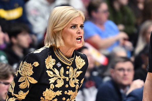 Kim Mulkey outfit last night: LSU HC poses in Michael Jackson-inspired black & gold detailed fit for clash vs. NC State