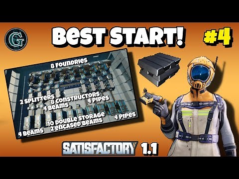 Satisfactory 1.1 Factory Build, Steel Production & Encased Beams! Best Start! #4