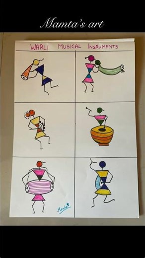 Warli Musical Instruments Drawing | #art #youtubeshorts #shortfeeds #shorts #warlivideo